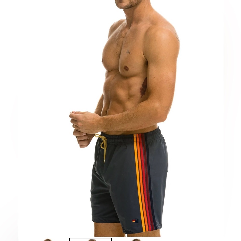 Aviator Nation MEN'S 5 STRIPE FLEX SHORTS 7 INCH - TITANIUM size 31